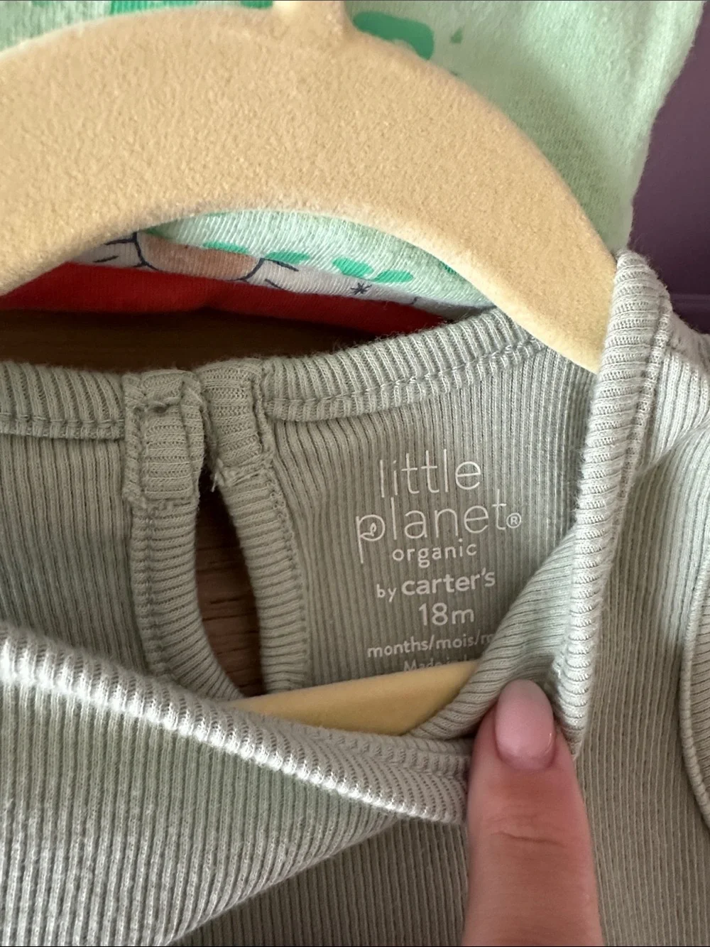 Carter's Sage Green Ribbed Ruffle One-Piece